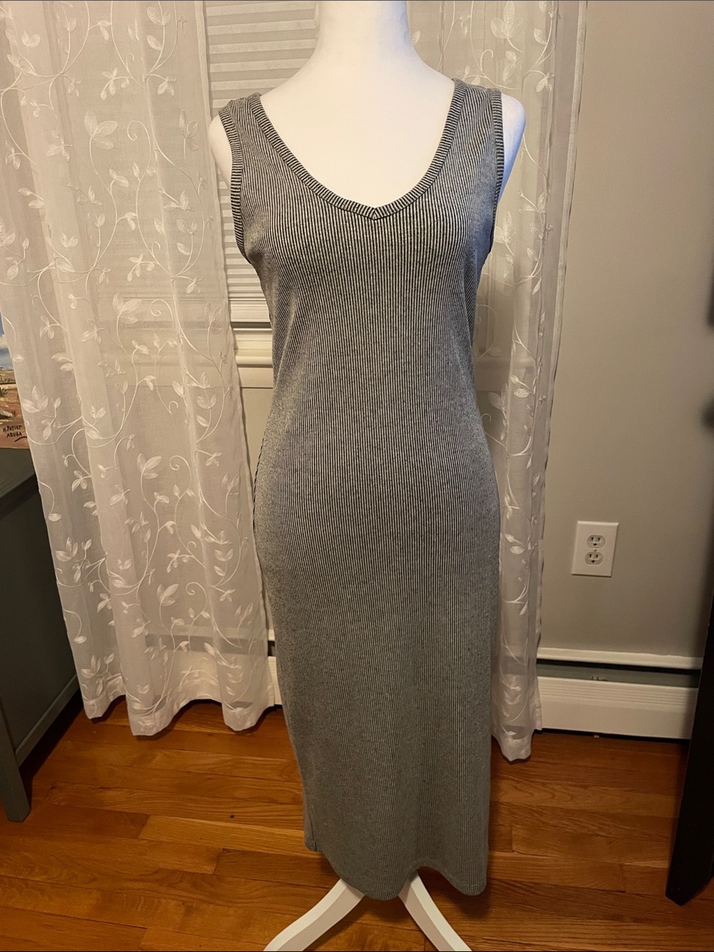 Mossimo Supply Co. Sleeveless V-Neck Ribbed Maxi Dress in Gray